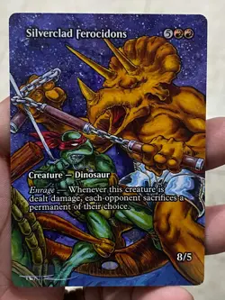 Silverclad Ferocidons Teenage Mutant Ninja Turtle Hand Painted Altered Art Tentz - Image 1