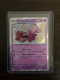 Tinkatuff 166/091 Paldean Fates Shiny Holo Rare Pokemon Card LP - Image 1