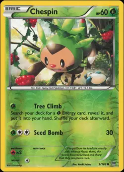 Pokemon - Chespin (9) #9/162 - BKT Common - Image 1
