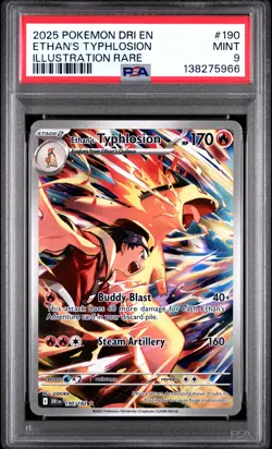 2025 POKEMON DRI EN-DESTINED RIVALS ILLUSTRATION RARE ETHAN'S TYPHLOSION PSA 9 - Image 1