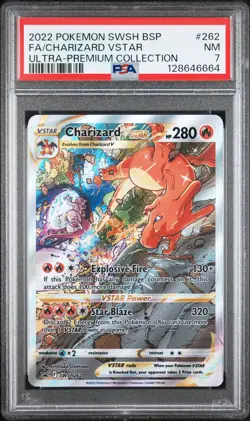 2022 POKEMON SWSH BLACK STAR PROMO #262 FULL ART/CHARIZARD VSTAR PSA 7 - Image 1