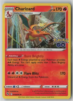 Charizard 010/078 Holo Rare Pokemon GO Pokemon Holo NM - Image 1