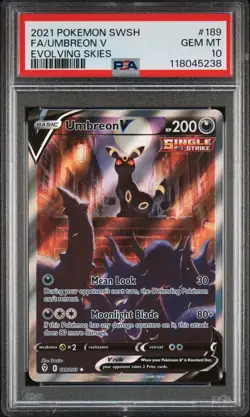 2021 Pokemon Umbreon V 189/203 Evolving Skies Alt Art Holo PSA 10 Guard Included - Image 3