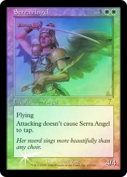 Magic MTG 7th Edition Seventh Ed FOIL Serra Angel HEAVILY PLAYED HP - Image 1