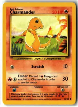 Charmander ⭐ 46/102 Common Base Set 1999 Pokemon NM/LP - Image 1