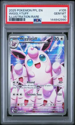 2025 POKEMON PFL EN-PHANTASMAL FLAMES ILLUSTRATION RARE #105 WIGGLYTUFF PSA 10 - Image 1