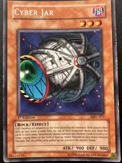 Yu-Gi-Oh! 1st Edition Super Rare Cyber Jar MRL-077 - Image 1