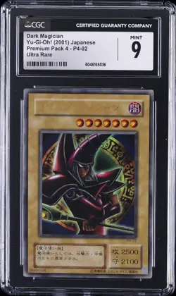 2001 YU-GI-OH! PREM PACK 4 - ULTRA RARE - JPN #P4-02 DARK MAGICIAN CGC 9 - Image 1