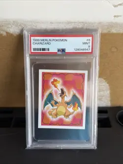 PSA 9 MINT 1999 Merlin Pokemon Charizard Sticker #6 Slab Low Pop!🔥 - Image 1