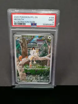 Meowth 106/094 Illustration Rare Pfl En-phantasmal Flames Pokemon PSA 9 - Image 1
