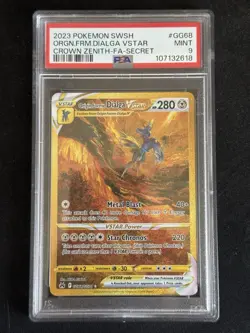 2023 Pokemon Crown Zenith GG Origin Forme Dialga VSTAR GG68/GG70 PSA 9 - Image 1