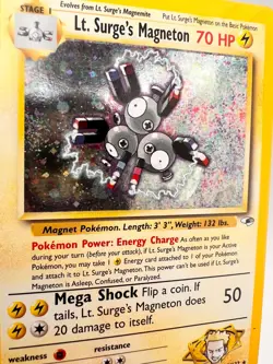 Pokemon TCG Lt. Surge's Magneton Gym Heroes 8/132 Holo Unlimited Rare MP/LP - Image 3