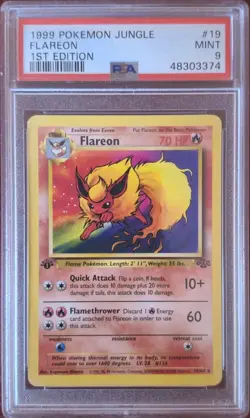 1999 Pokemon Jungle First Edition Flareon #19 - PSA 9 MINT Rare Limited - Image 1