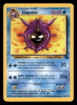 Cloyster 32/62 Uncommon Fossil Pokemon Unlimited Lightly Played - Image 1
