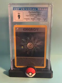 Graded POKEMON RAINBOW ENERGY UNLIMITED HOLO 17/82 - OLD BLUE CGC 9 - Image 1