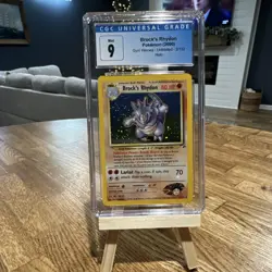 Pokemon TCG Gym Heroes Brock's Rhydon Holo Rare Unlimited 2/132 CGC 9 2000 HP 80 - Image 1