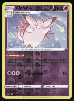 Clefable 064/185 Rare Vivid Voltage Pokemon Reverse Holo Lightly Played - Image 1