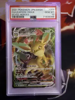 PSA 10 Leafeon VMAX Pokemon 2021 Eevee Heroes 003/069 - Image 1