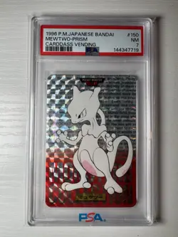 1996 POKEMON JPN BANDAI CARDDASS VENDING #150 MEWTWO-PRISM PSA 7 - Image 1
