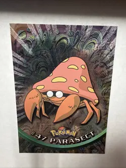 Topps Pokemon 47 Parasect Foil Black Logo TV Animation Edition Holo Rare - Image 1