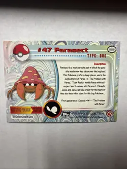Topps Pokemon 47 Parasect Foil Black Logo TV Animation Edition Holo Rare - Image 2