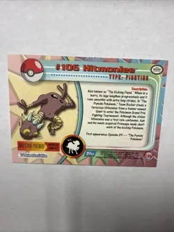 2000 Topps Pokemon TV Animation Edition Series 2 Hitmonlee #106 NM - Image 2
