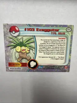 Topps Pokemon Exeggutor #103 TV Animation Edition Non Holo Blue Logo 2000 NM - Image 2