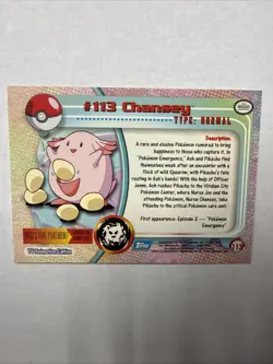 Pokemon Card - Chansey #113 - Topps Series 2 - Blue Logo - Image 2