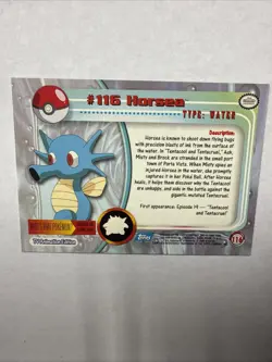 Topps HORSEA #116 Non-Holo Vintage Pokemon Trading Card Vintage Blue Logo - Image 2