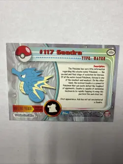 NM Pokemon TCG #117 Seadra Topps Series 2 Vintage Pokemon Card - Image 2