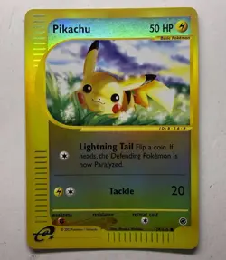 Pokemon Pikachu 124/165 Expedition Base Set Reverse Holo 50 HP English 2002 LP+ - Image 1