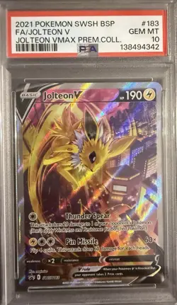 Jolteon V #SWSH183 - 2021 Pokemon SWSH Black Star Promo Prem Coll - PSA 10 - Image 1