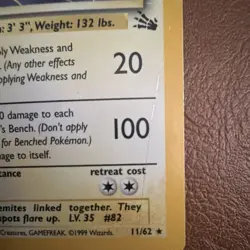 Pokemon Magneton Fossil Holo Rare 11/62 80 HP Stage 1 English 1999 - Image 2
