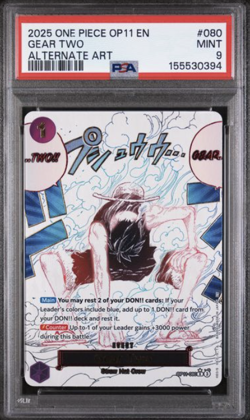GEAR TWO PSA 9 2025 ONE PIECE OP11-A FIST OF DIVINE SPEED #080 ALTERNATE ART - Image 1