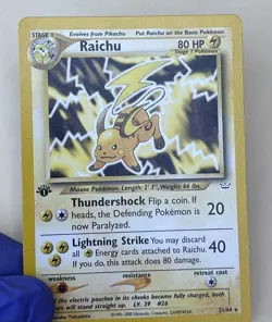 Vintage RAICHU 1st Edition Pokemon Card 2000 Non-Holo Neo Revalation 21/64 NM - Image 2