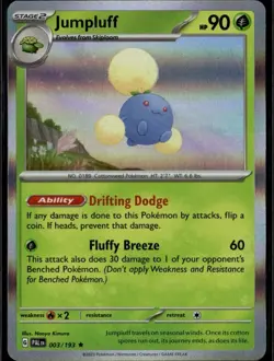 Jumpluff Rare SV02: Paldea Evolved 003/193 Grass Holo Pokemon Card - Image 1