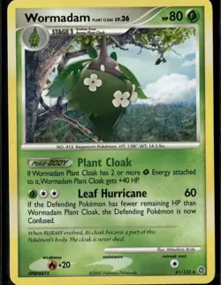 Wormadam Plant Cloak Rare Secret Wonders 41/132 Grass Pokemon Card - Image 1