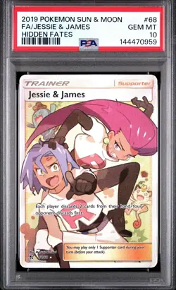 Pokemon TCG Jessie James Full Art Holo Card 68/68 Hidden Fates PSA 10 - Image 1