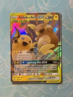 TCG Pokemon Raichu & Alolan Raichu GX 54/236 Sm-Unified Minds Holo - Image 1