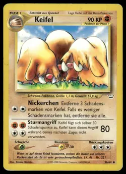 Pokemon Keifel Piloswine 36/64 German Neo Revelation 2000 LP - Image 1