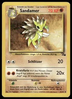 Pokemon Sandamer Sandslash 41/62 German Fossil Uncommon 2000 NM - Image 1