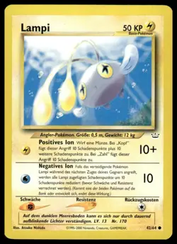Pokemon Lampi Chinchou 42/64 German Neo Revelation 2000 NM - Image 1
