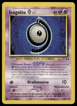 Pokemon Icognito D Unown 47/75 German Neo Discovery Uncommon 2001 LP - Image 1