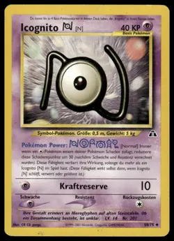 Pokemon Icognito N Unown 50/75 German Neo Discovery Uncommon 2001 LP - Image 1