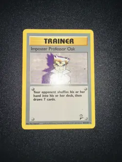Pokemon TCG Imposter Professor Oak 102/130 Base Set 2 Rare WOTC LP - Image 1