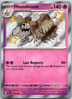 Houndstone 168/091 Shiny Rare Paldean Fates NM - Image 1