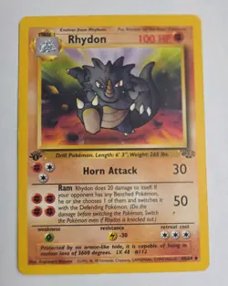 Pokemon TCG Rhydon Jungle 1st Edition Uncommon Regular 100 HP 45/64 English - Image 1