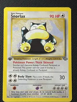 Pokemon Cards Snorlax 27/64 1st Edition Jungle Rare LP - Image 1