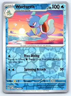 Pokemon SV: Scarlet & Violet 151 Wartortle - Uncommon (MEW) Reverse Holo 008/165 - Image 1