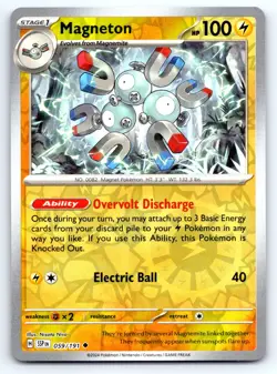 Pokemon Magneton SV08: Surging Sparks SSP Uncommon Reverse Holofoil 059/191 NM - Image 1